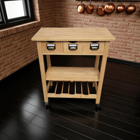 7182 Rolling Kitchen #Island with 3 Drawers and Shelf Used Furniture