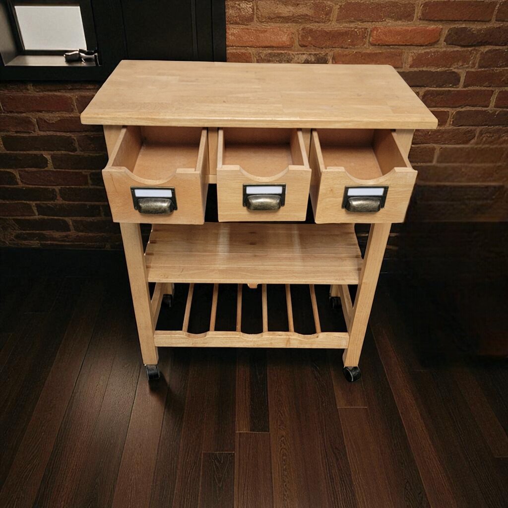 7182 Rolling Kitchen #Island with 3 Drawers and Shelf Furniture