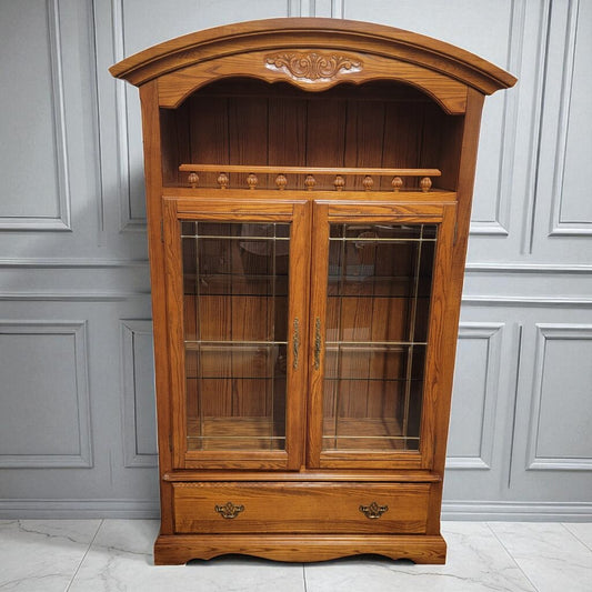 7184 Oak Curio Display #Cabinet with Drawer Used ~ Furniture