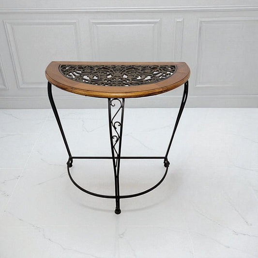 7186 Metal and Oak Half Round #Table Used Furniture