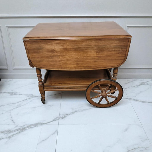 7187 Vintage Maple Drop Leaf Serving Tea #Cart Used Furniture
