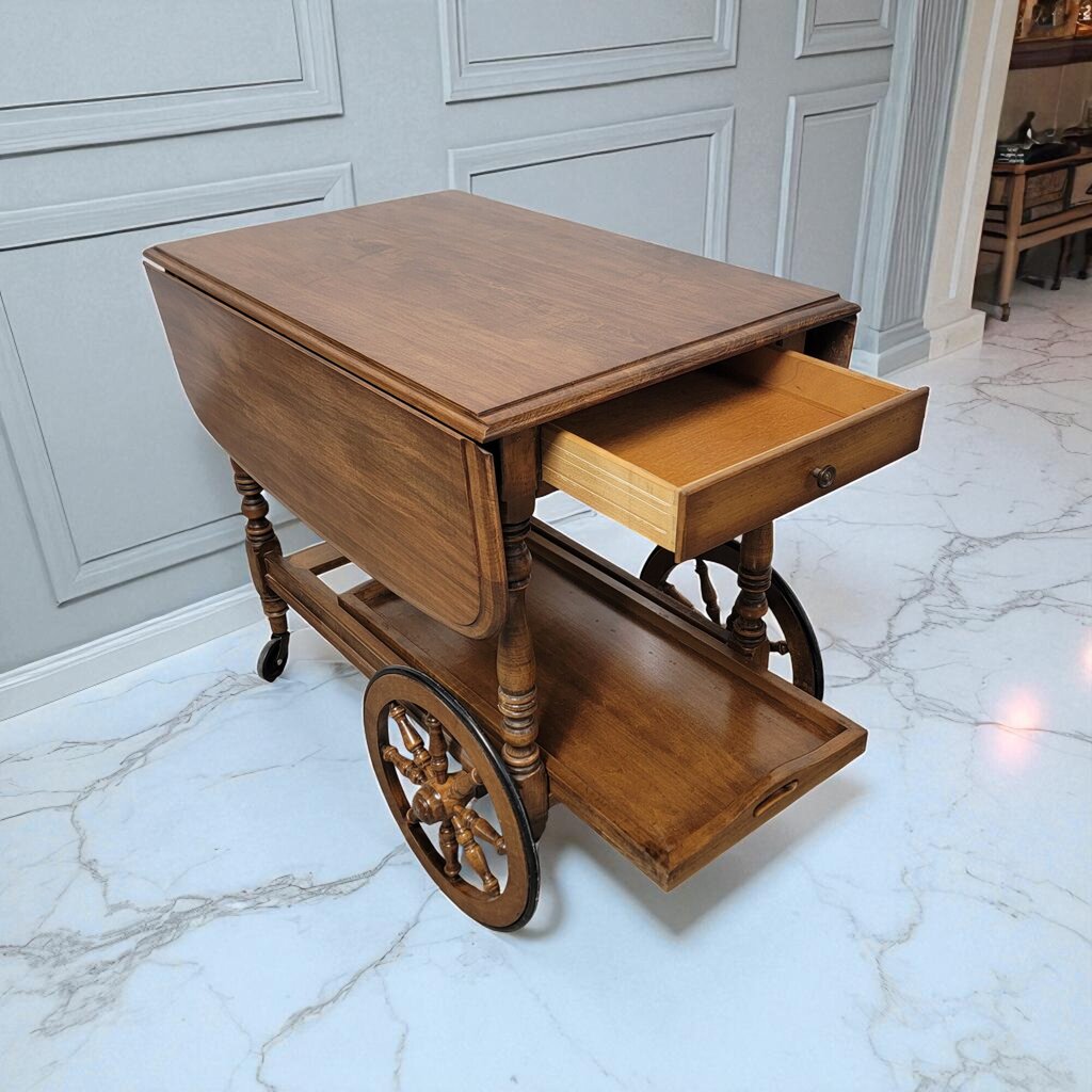 7187 Vintage Maple Drop Leaf Serving Tea #Cart Furniture