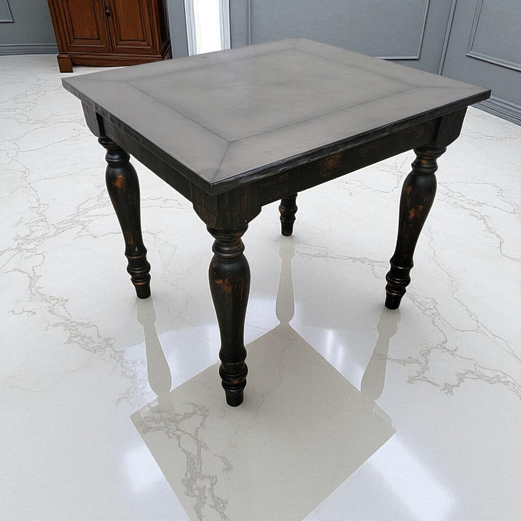 7194 Distressed Broyhill Side Table with Tin Top Furniture