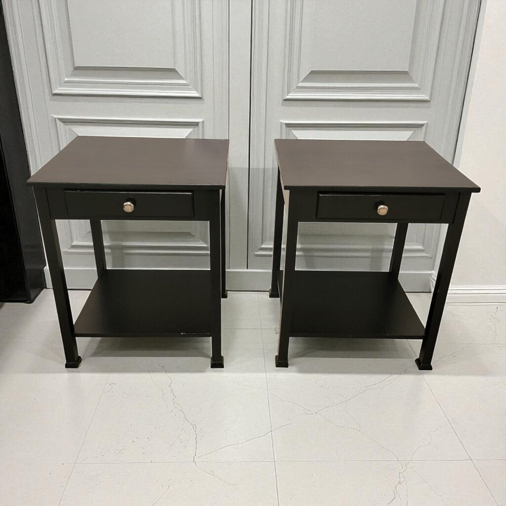 7198-7199 Black Side Table with Drawer Used ~ Furniture