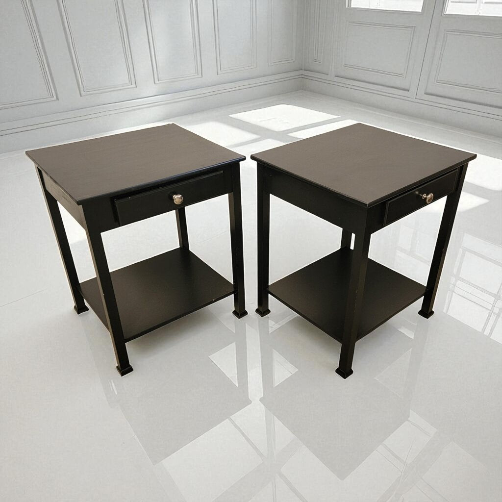 7198-7199 Black Side Table with Drawer ~ Furniture