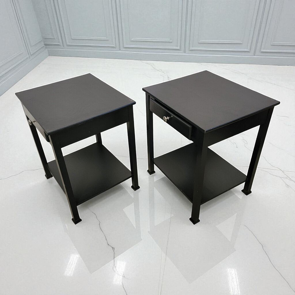 7198-7199 Black Side Table with Drawer ~ Furniture
