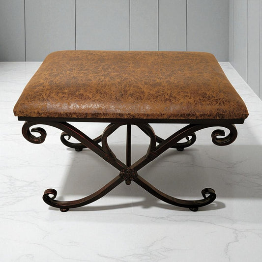 7201 Metal Scroll Bench with Upholstered Seat Used ~ Furniture