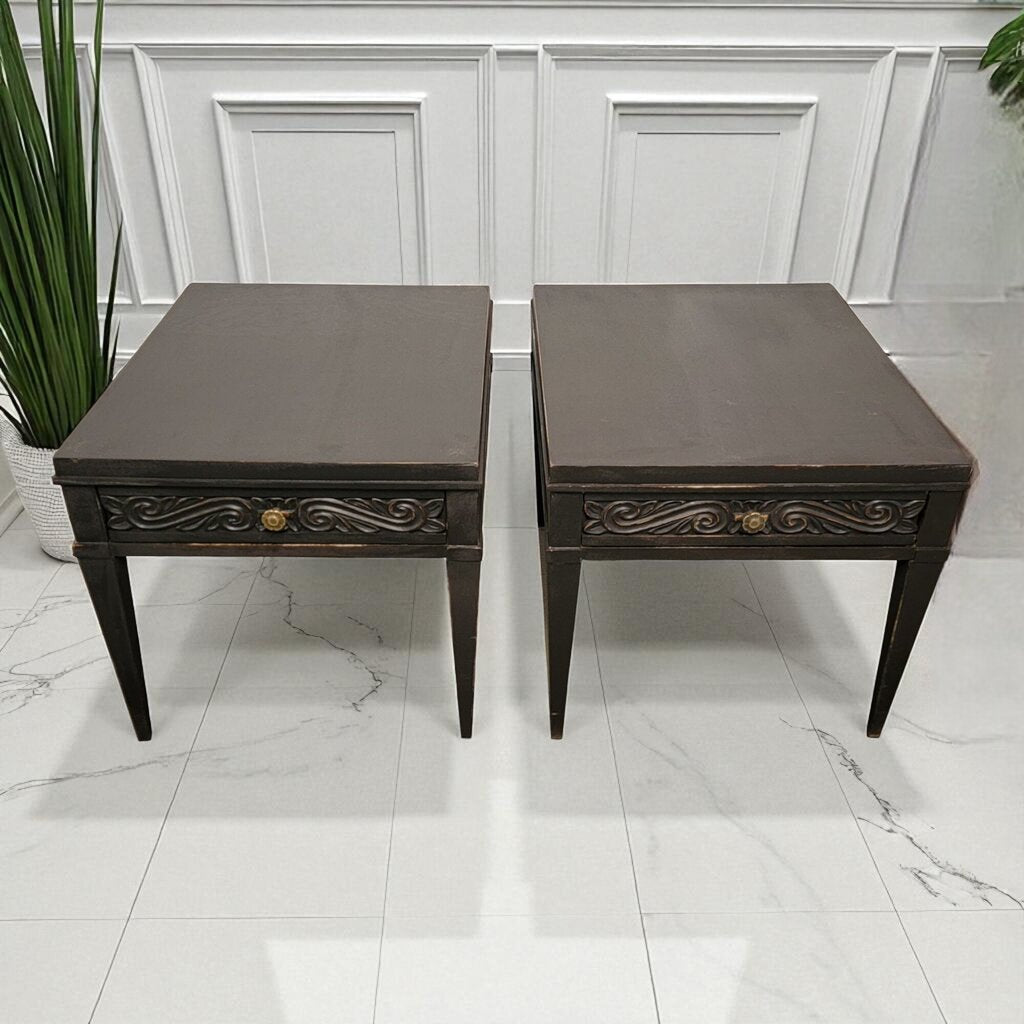 7203-7204 Shabby Black Lane Side #Table with Drawer Used Furniture