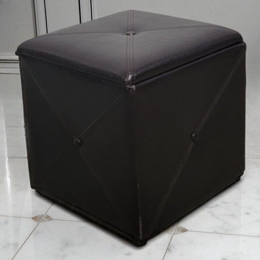 7217 Brown Vegan Leather Storage Ottoman