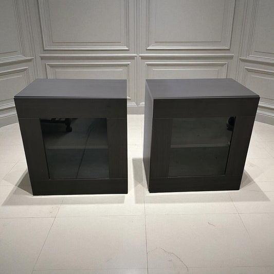 7218-7219 Ebony Woodgrain Glass Front Cabinet