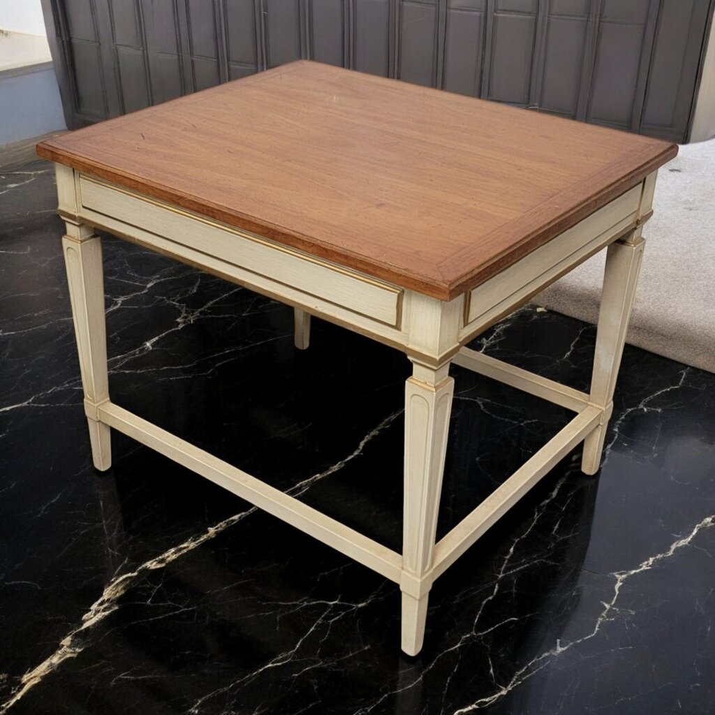 7224 Wood and Cream French Provincial 26" Side Table Used ~ Furniture