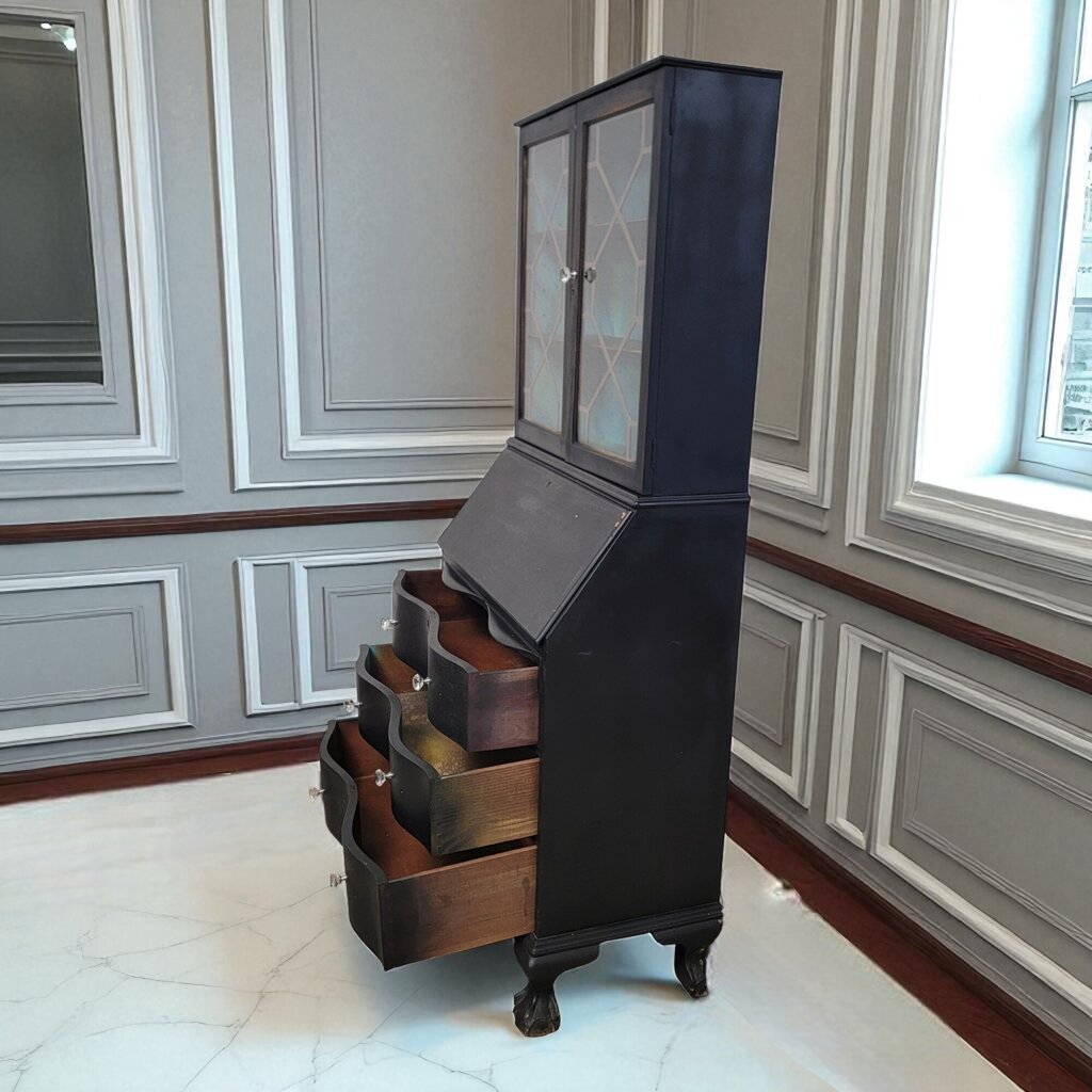 7230 Vintage Black Secretary Desk with Hutch ~ Furniture