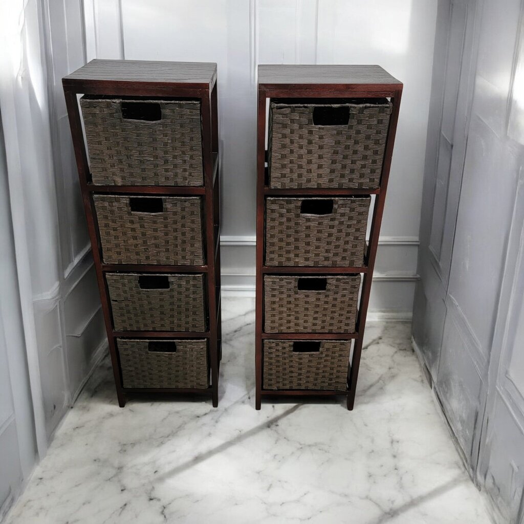 7247-7248 Wood Chest with 4 Basket Drawers Used ~ Furniture