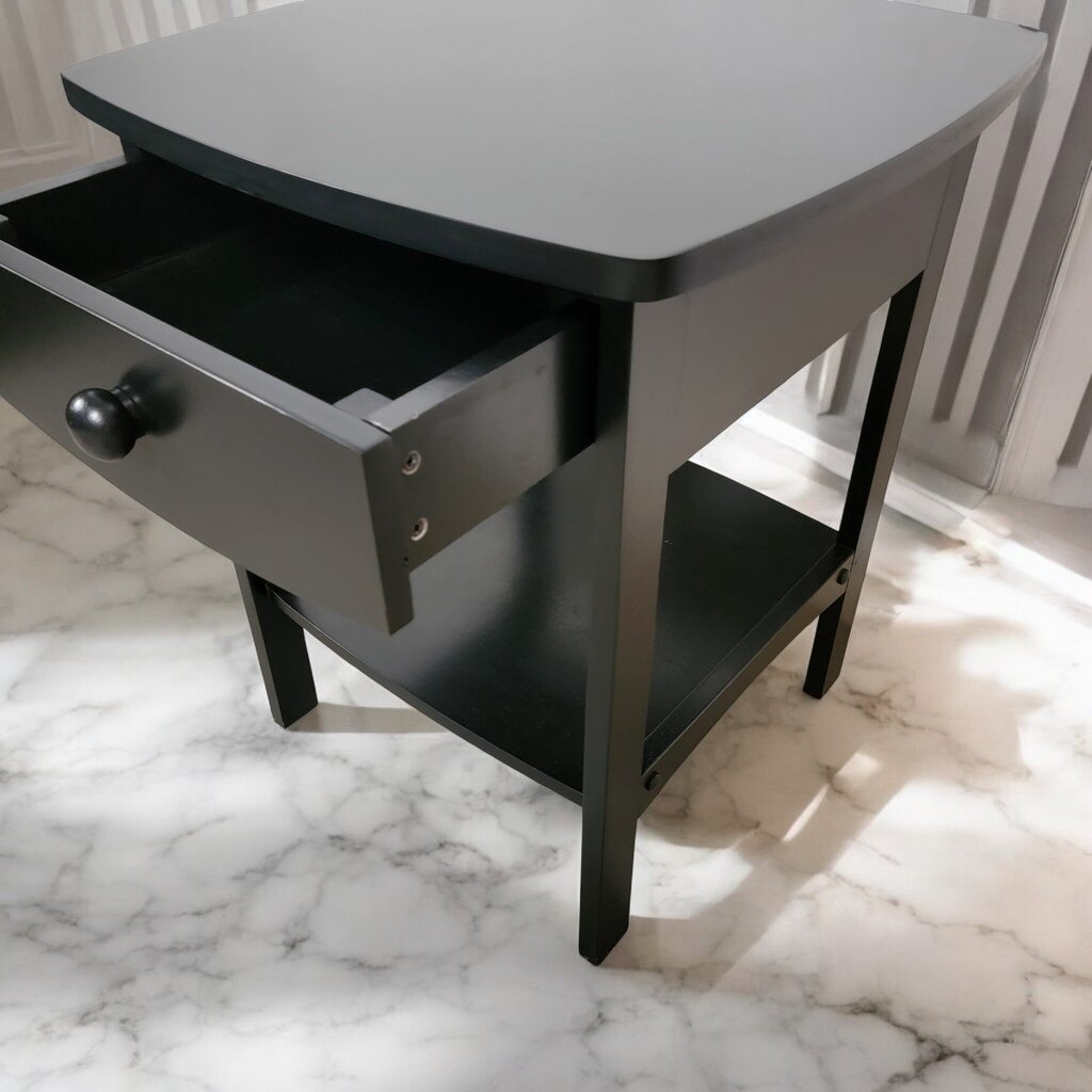 7251 Black 2 Tier Side Table with Drawer ~ Furniture