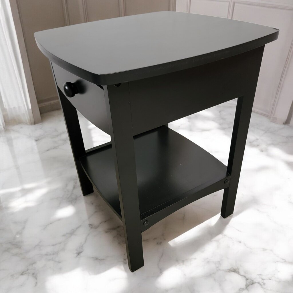 7251 Black 2 Tier Side Table with Drawer ~ Furniture