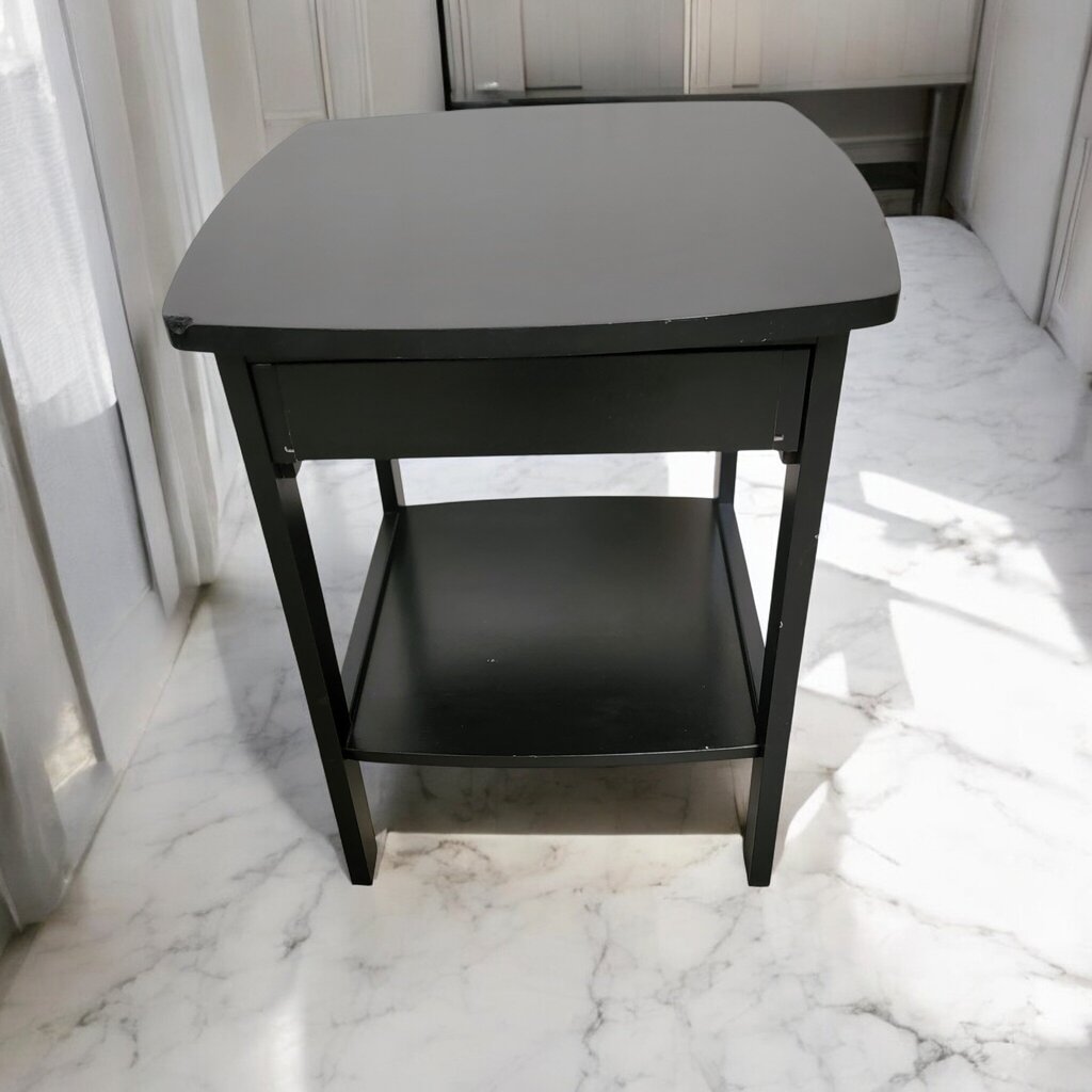 7251 Black 2 Tier Side Table with Drawer ~ Furniture