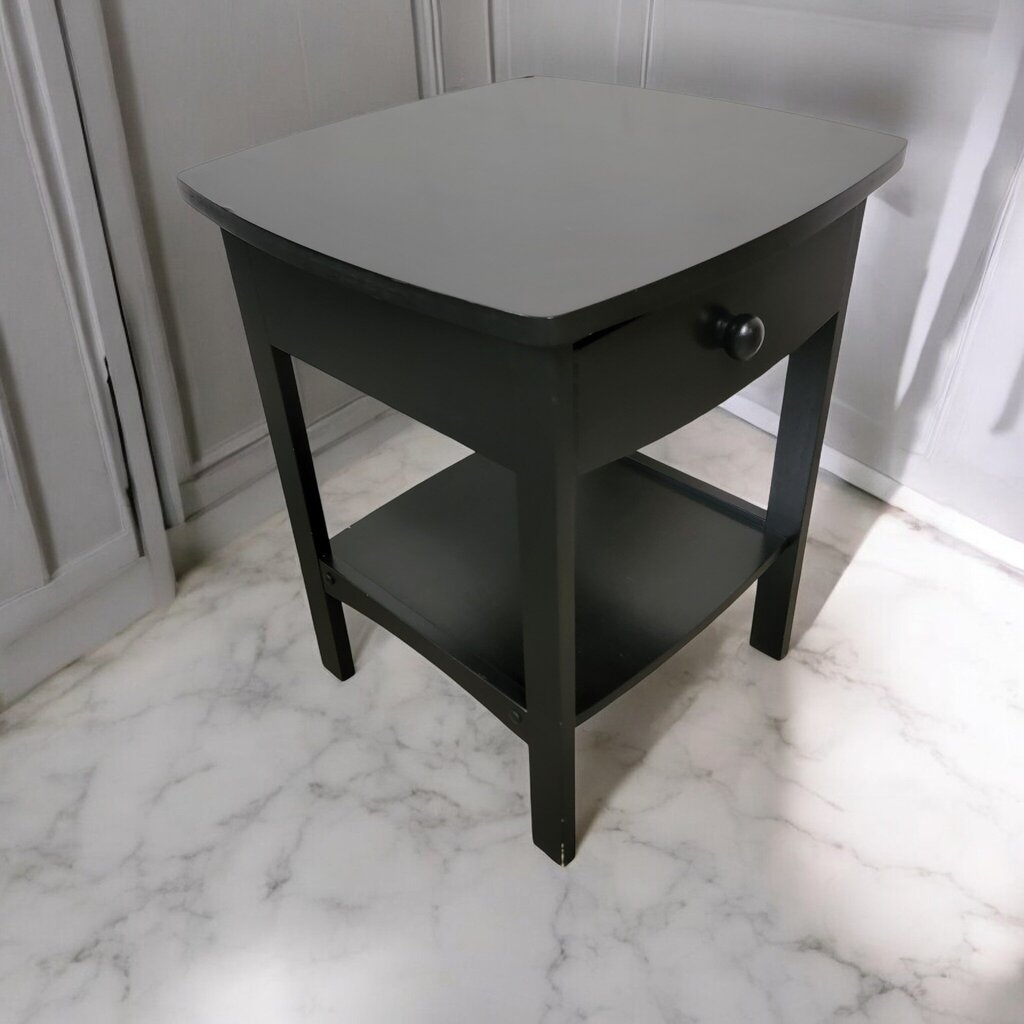 7251 Black 2 Tier Side Table with Drawer ~ Furniture