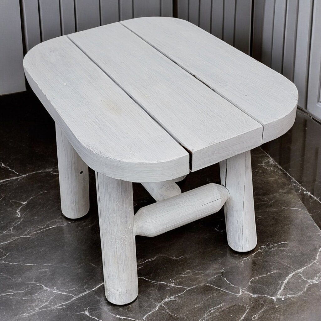 7254 White Lodge Pole Side Table ~ Furniture