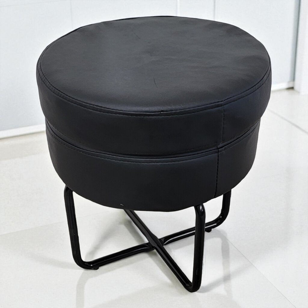 7283 Padded Black Ottoman ~ Furniture