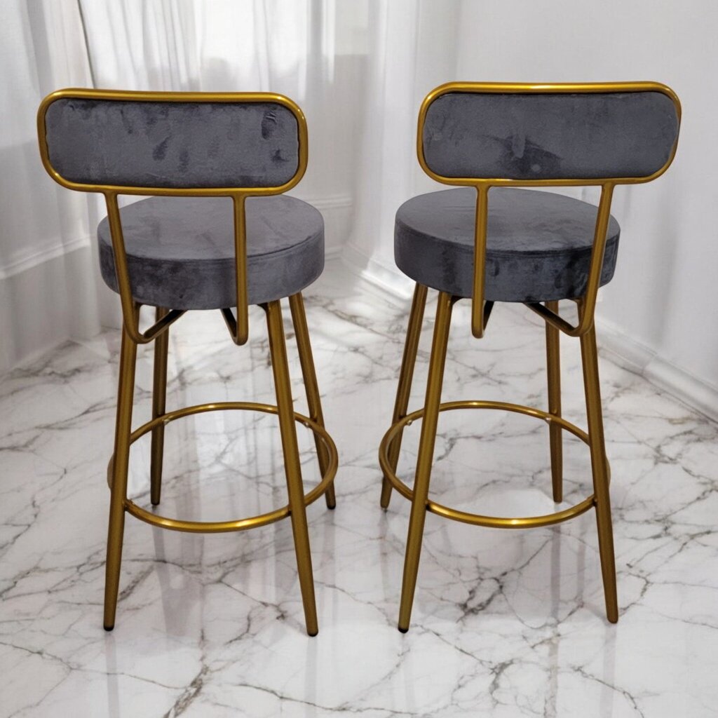 7293-7294 Gold and Grey Velvet #Barstool ~ Furniture