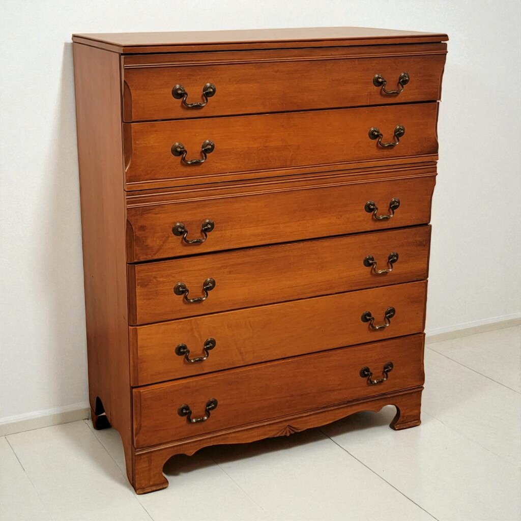 7299 Cherry Stained 6 Drawer Colonial Chest Used ~ Furniture