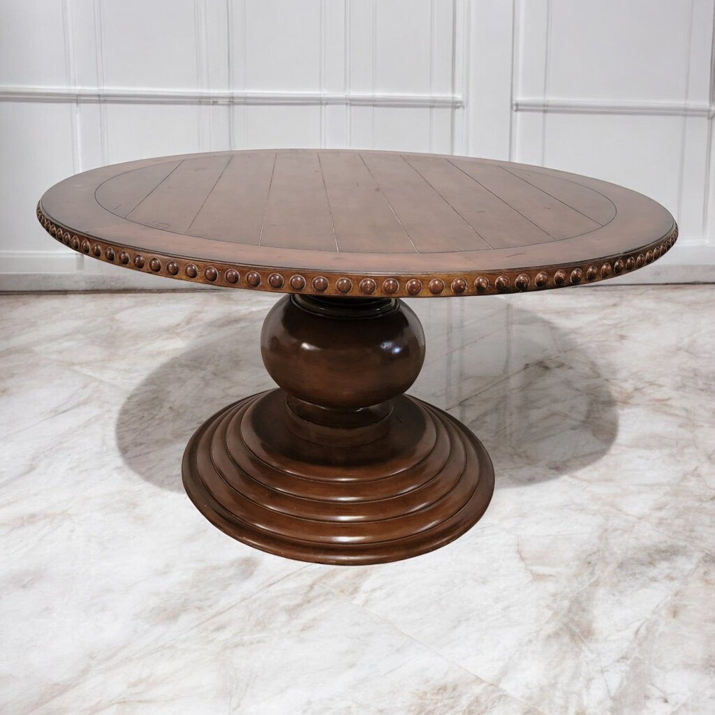 7302 Bombay Style Studded Round Wood Pedestal Dining #Table ~ Furniture