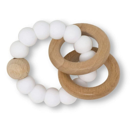 Silicone/Wood Ring Teether | White White New * Children's
