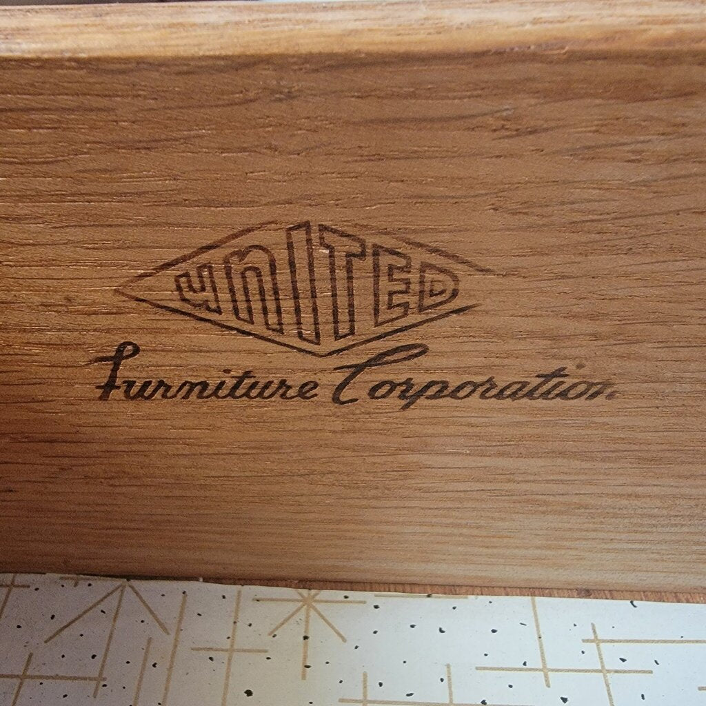 7306 MId Century United Furniture Diamond Front Walnut Dresser ~ Furniture