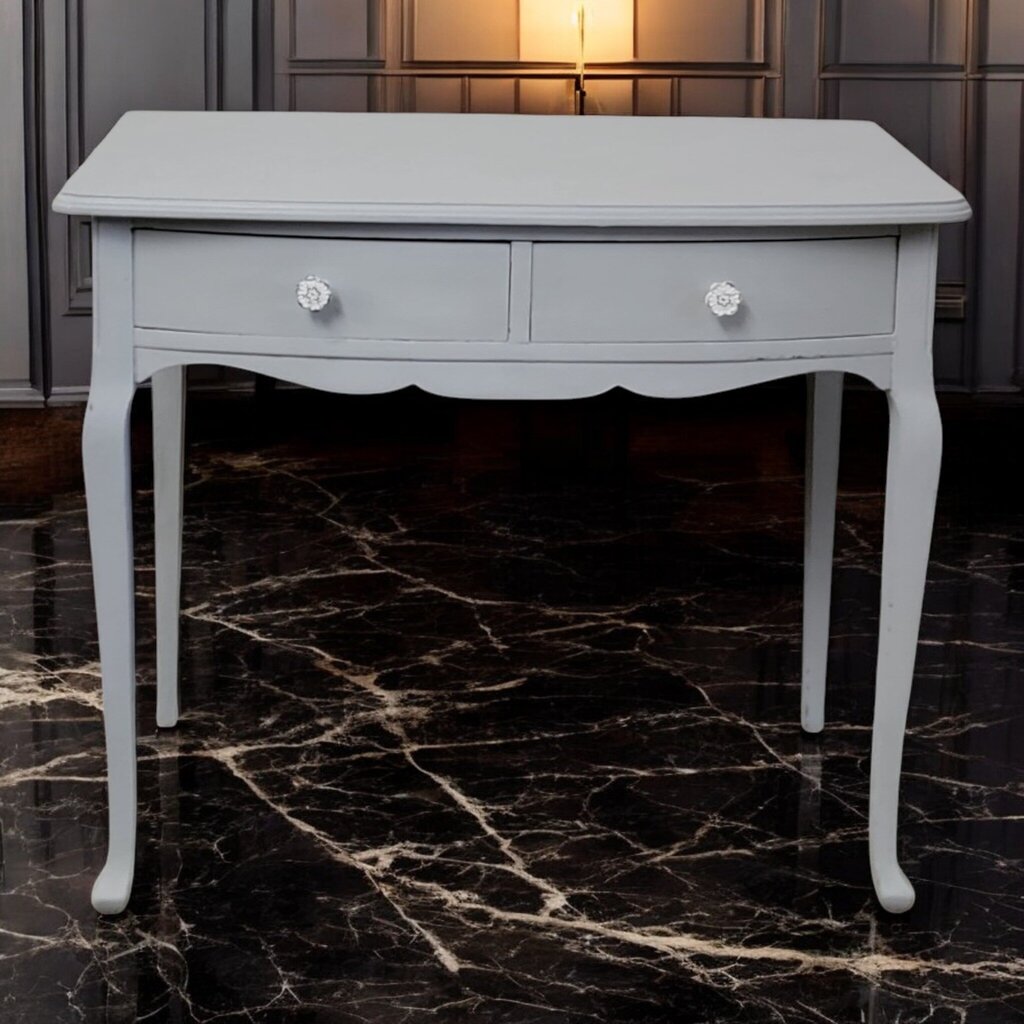 7309 Vintage Grey Queen Anne Writing #Desk-Vanity Used ~ Furniture