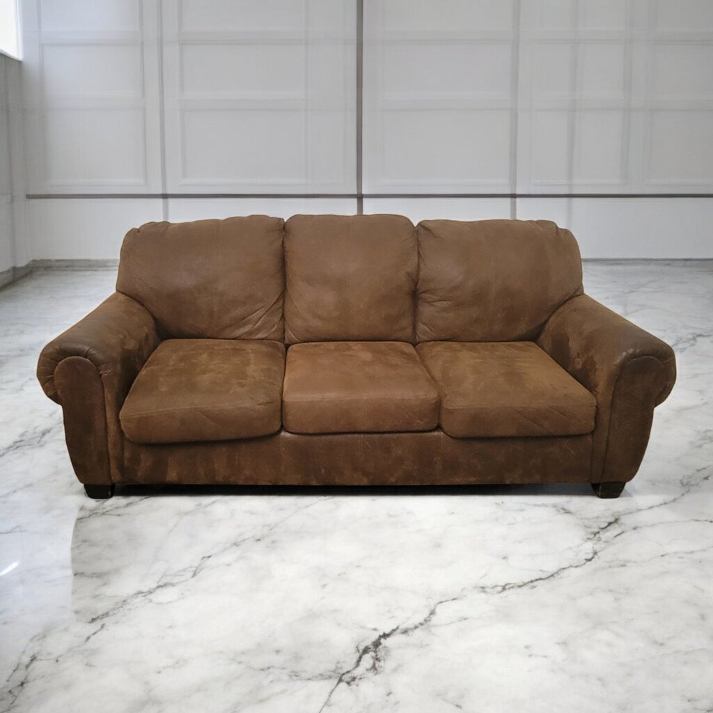 7310 Espresso Microfiber Roll Arm Cozy Sofa Used ~ Furniture