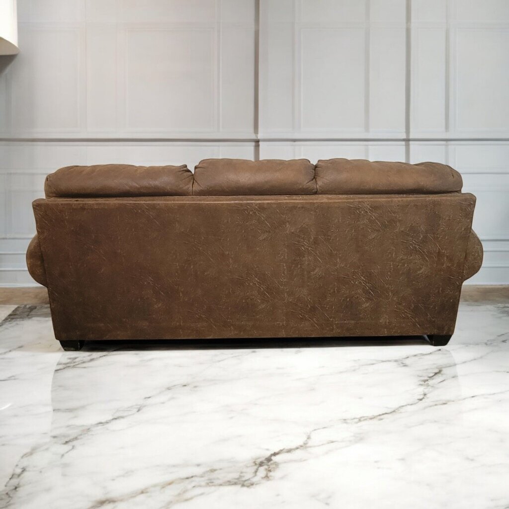 7310 Espresso Microfiber Roll Arm Cozy Sofa ~ Furniture