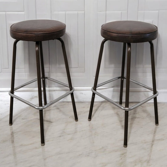 7315-7316 Vintage Chrome and Brown #Barstool Used ~ Furniture