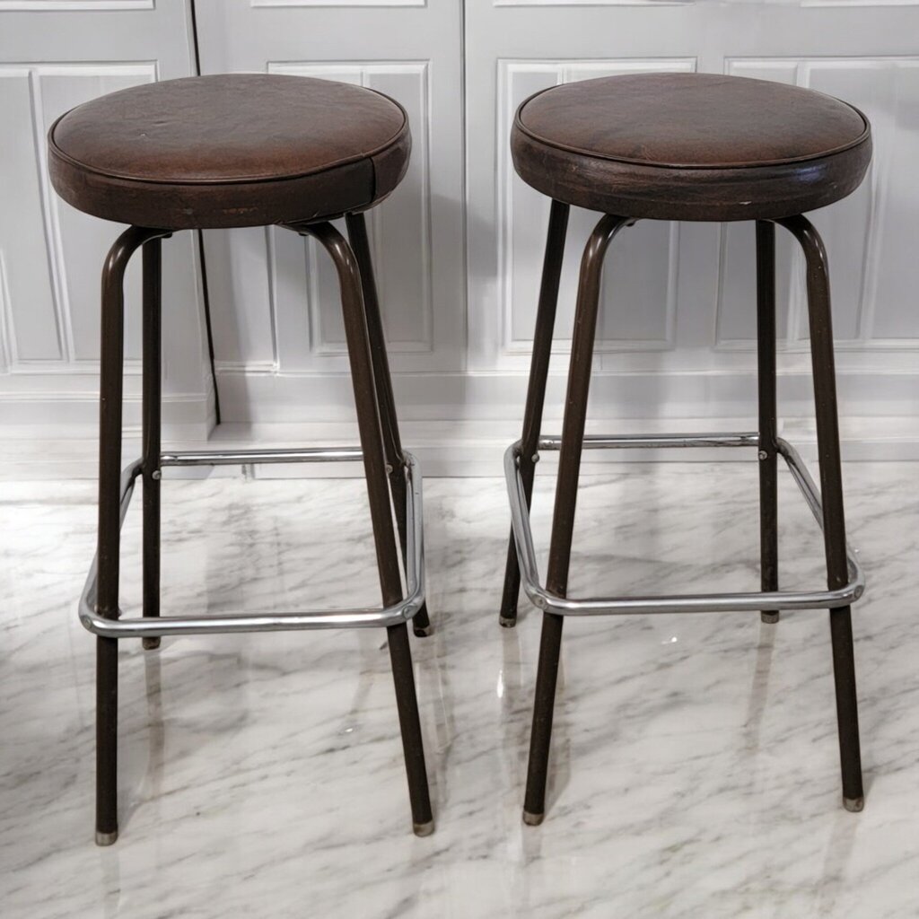 7315-7316 Vintage Chrome and Brown #Barstool ~ Furniture