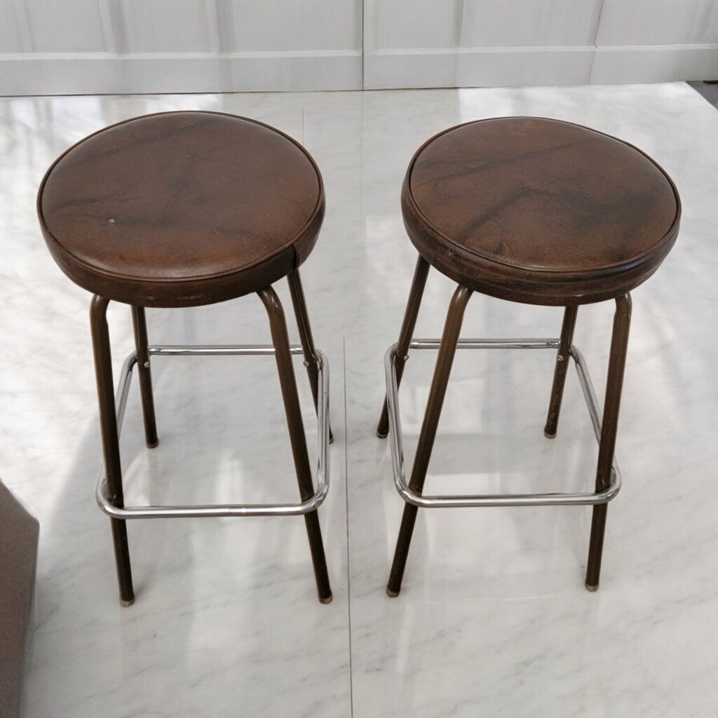 7315-7316 Vintage Chrome and Brown #Barstool ~ Furniture
