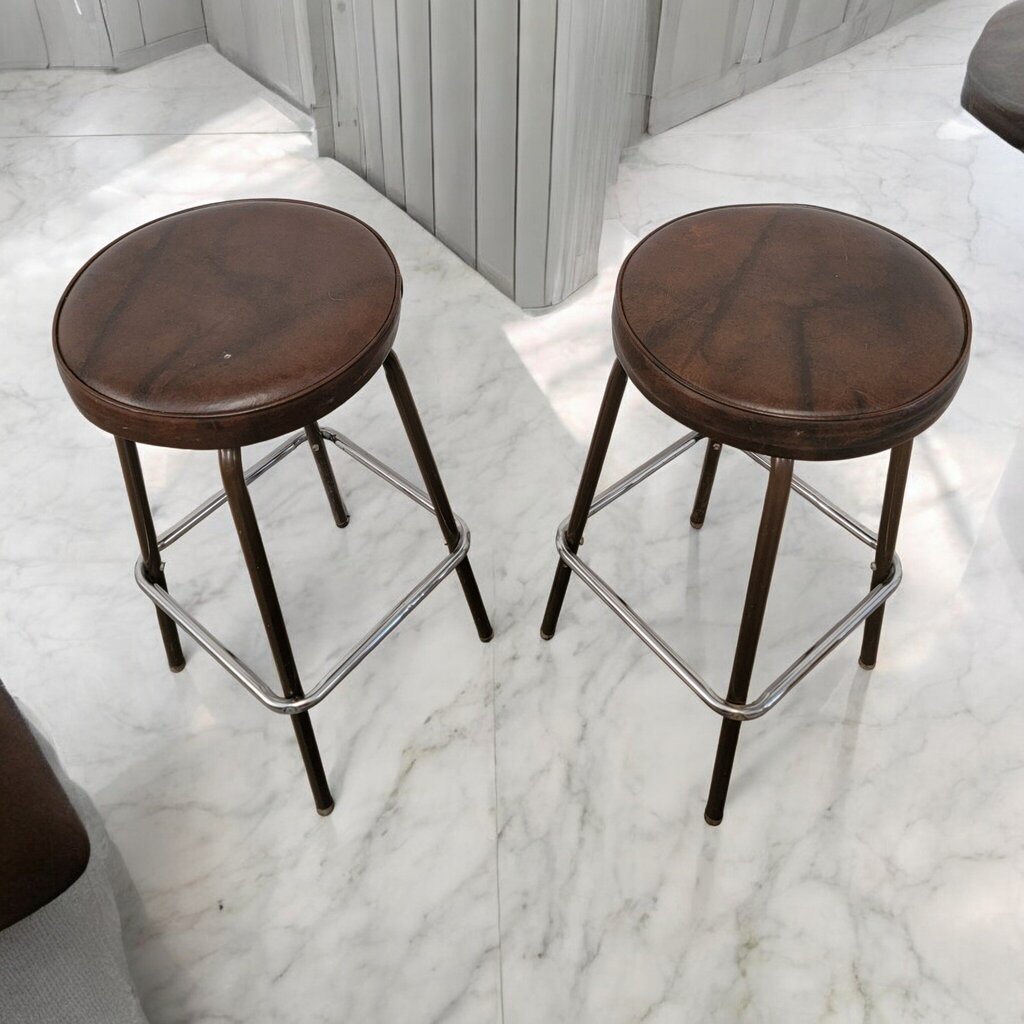 7315-7316 Vintage Chrome and Brown #Barstool ~ Furniture