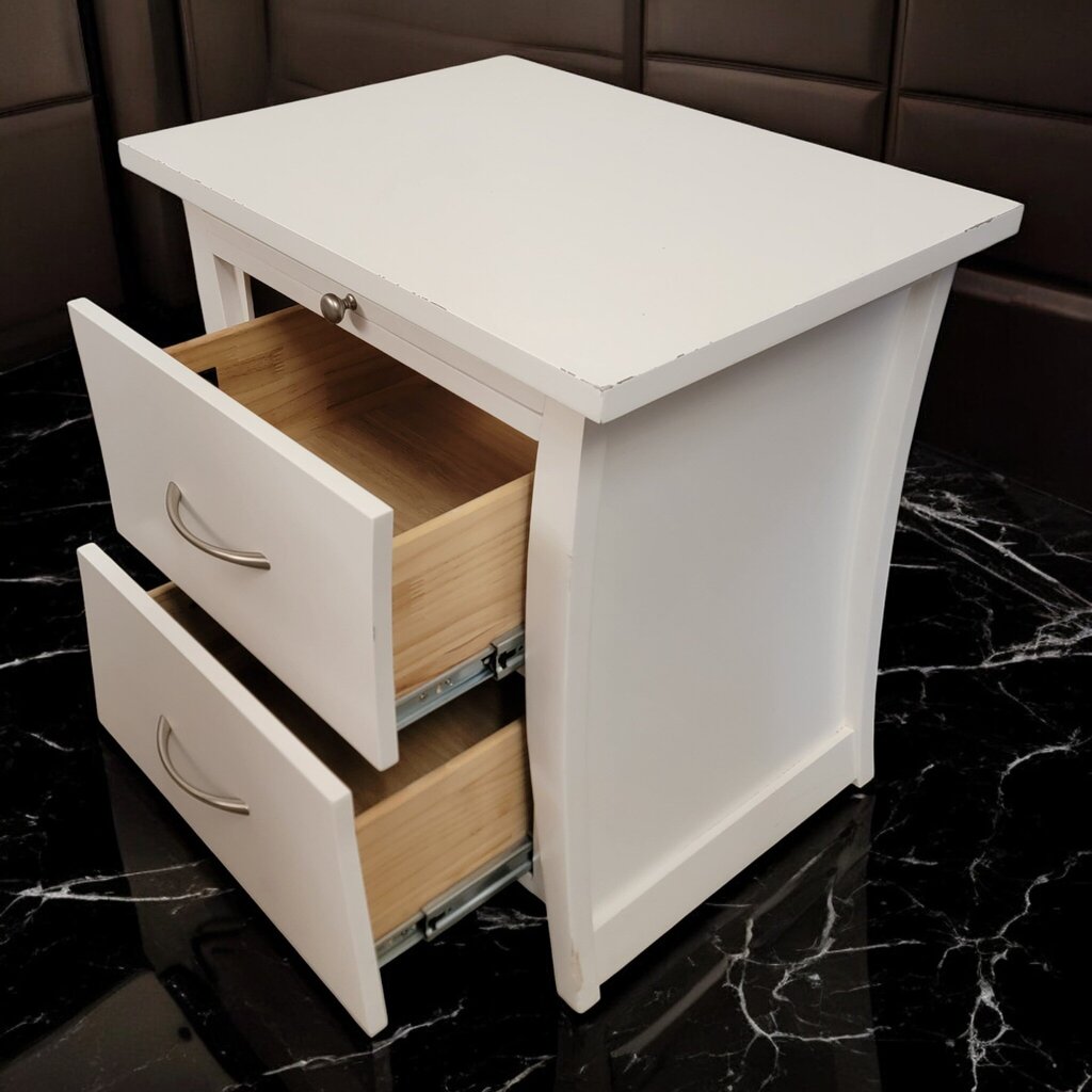 7324 Contemporary White 2 Drawer Nightstand ~ Furniture