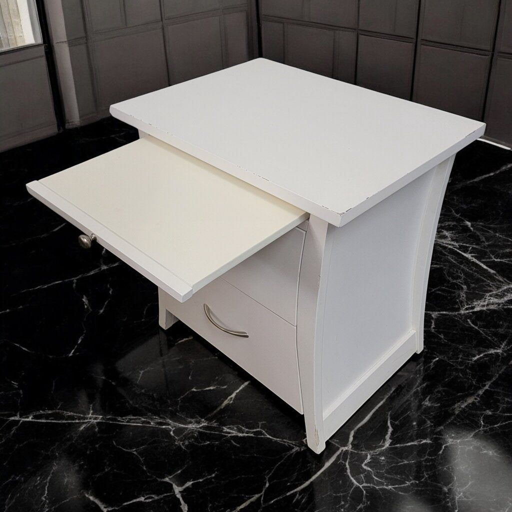7324 Contemporary White 2 Drawer Nightstand ~ Furniture