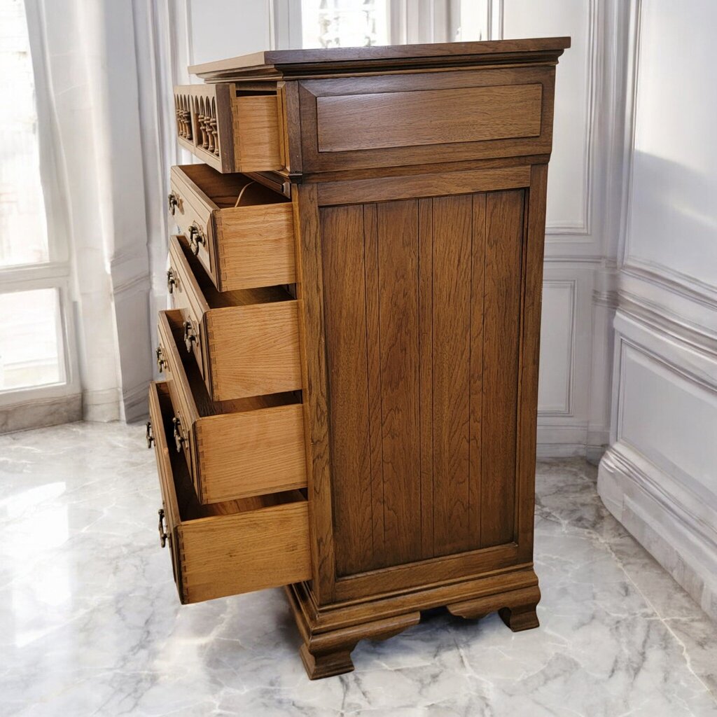 7331 Vintage Thomasville Oak 5 Drawer Chest ~ Furniture