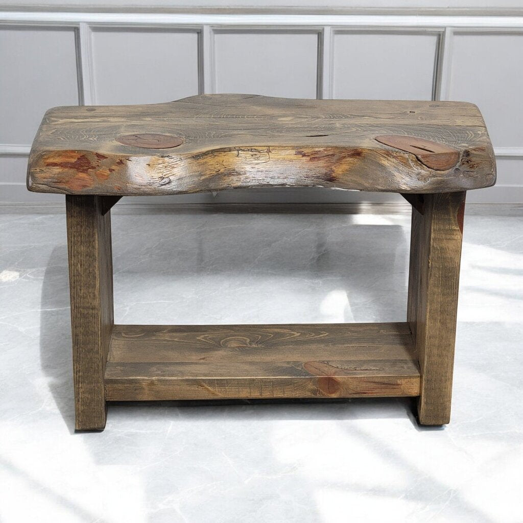 7348 Handcrafted Live Edge #Bench with Bottom Shelf Used ~ Furniture