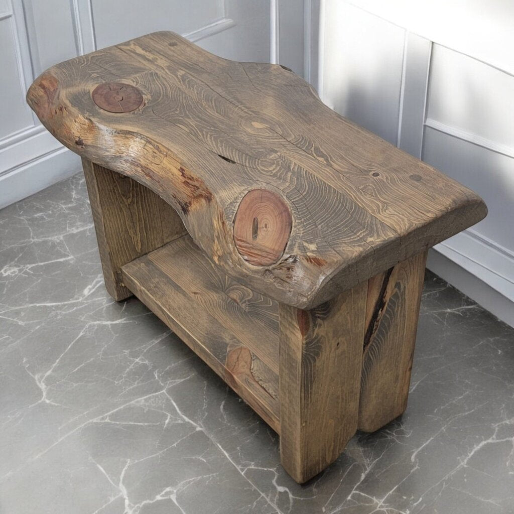 7348 Handcrafted Live Edge #Bench with Bottom Shelf ~ Furniture