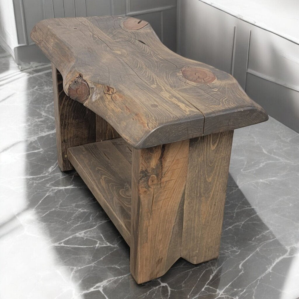 7348 Handcrafted Live Edge #Bench with Bottom Shelf ~ Furniture