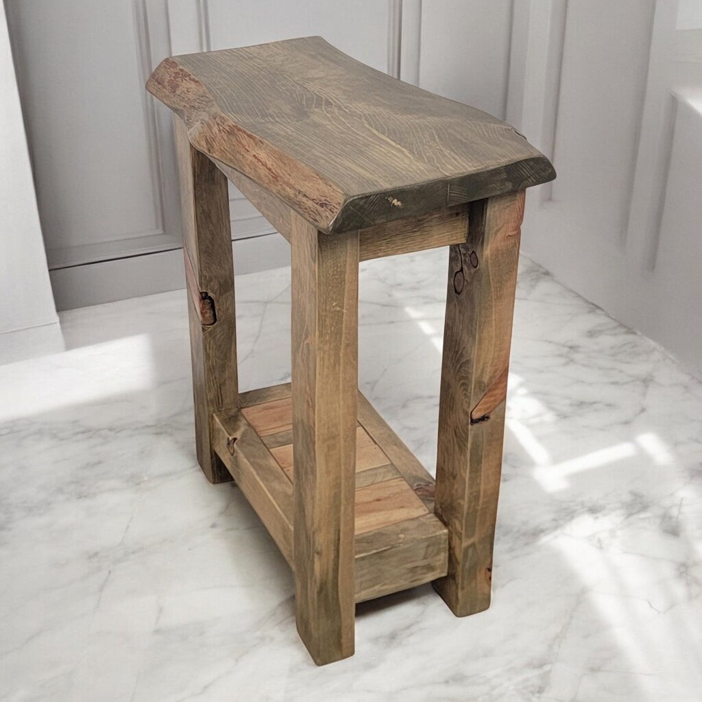 7350 Handcrafted Chunky Live Edge #Table with Shelf ~ Furniture