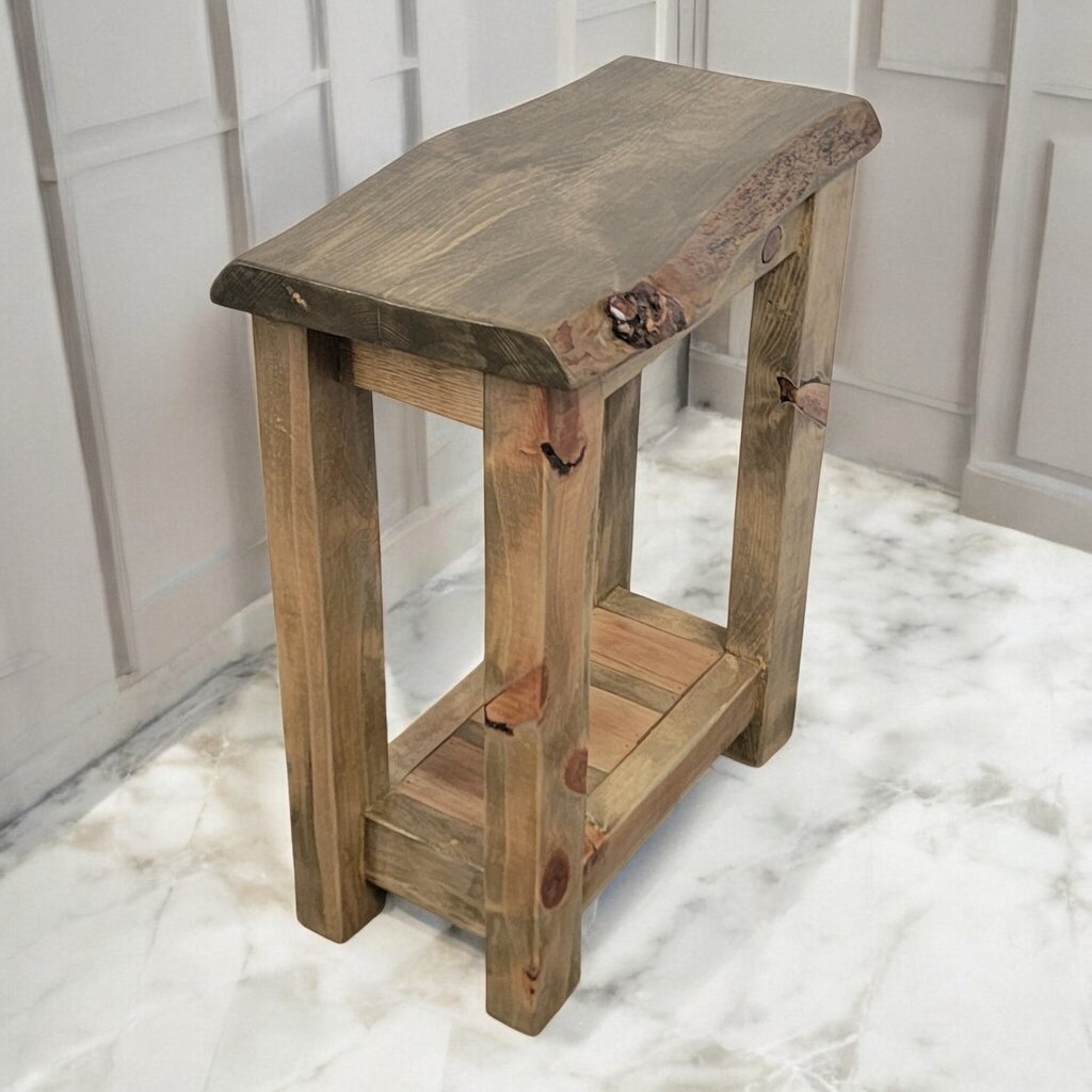 7350 Handcrafted Chunky Live Edge #Table with Shelf ~ Furniture