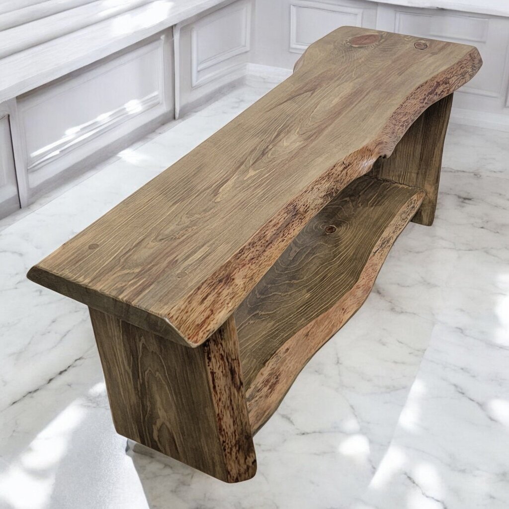 7351 Handcrafted Live Edge #Bench with Shelf ~ Furniture