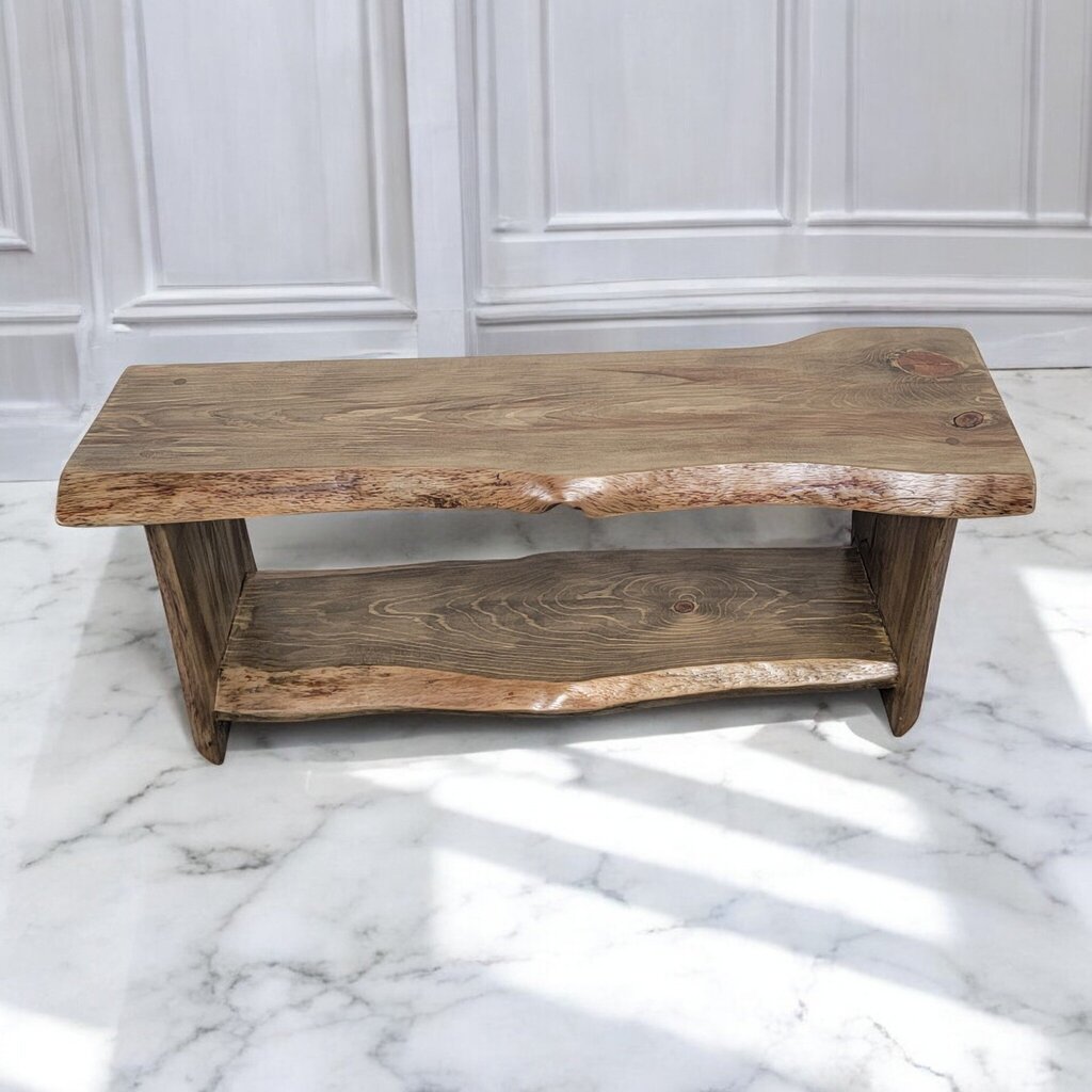 7351 Handcrafted Live Edge #Bench with Shelf ~ Furniture