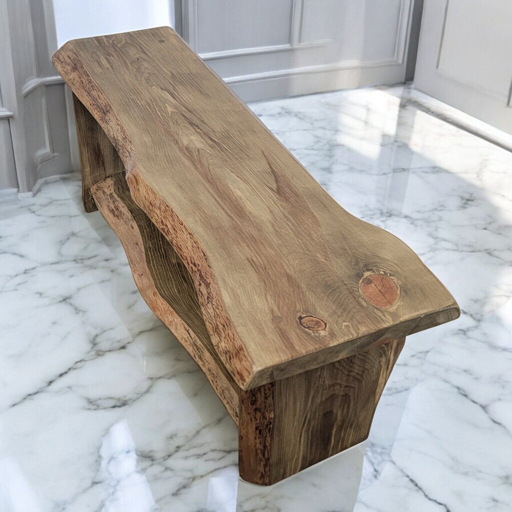 7351 Handcrafted Live Edge #Bench with Shelf ~ Furniture
