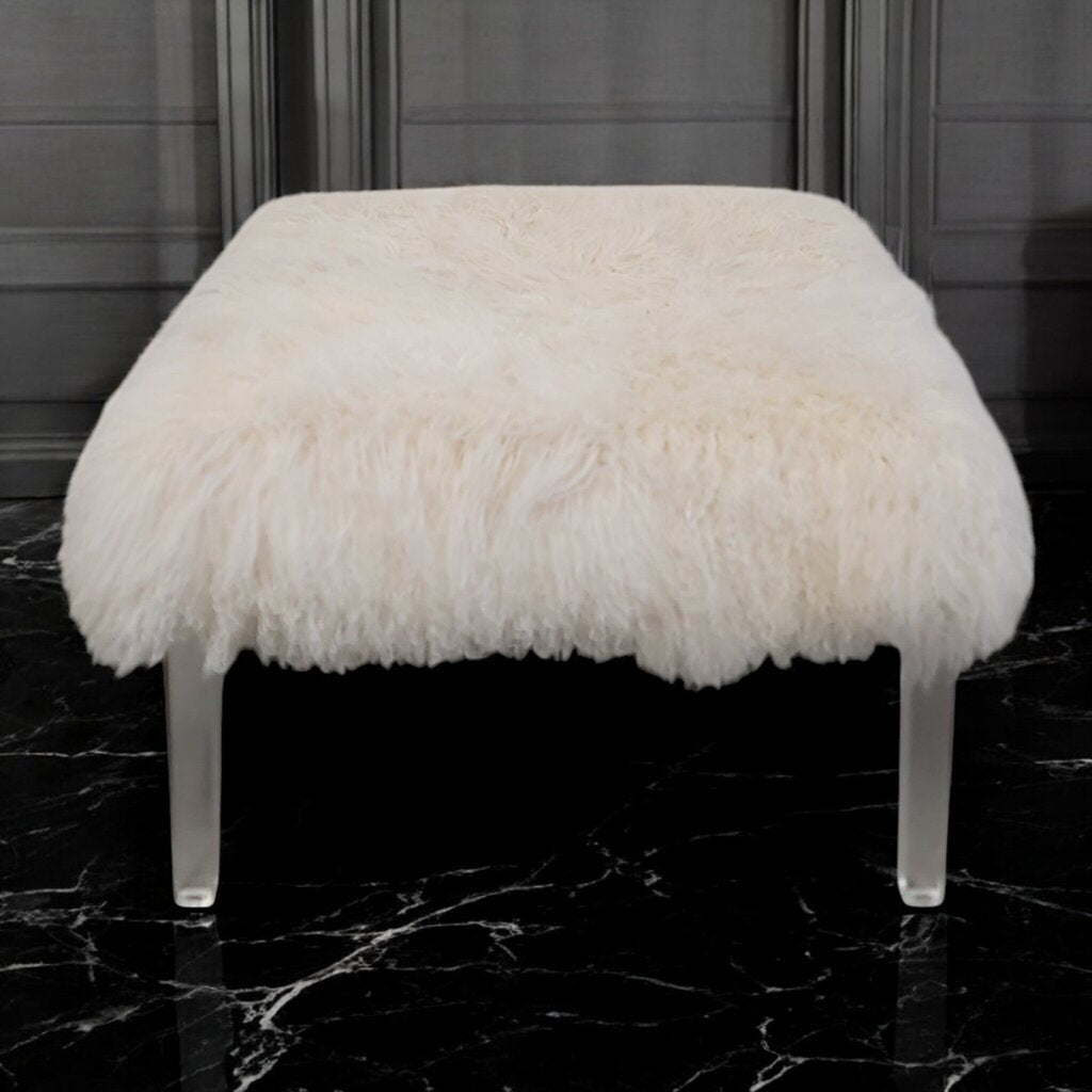 7357 Tibetan Lamb and Clear Acrylic #Ottoman ~ Furniture