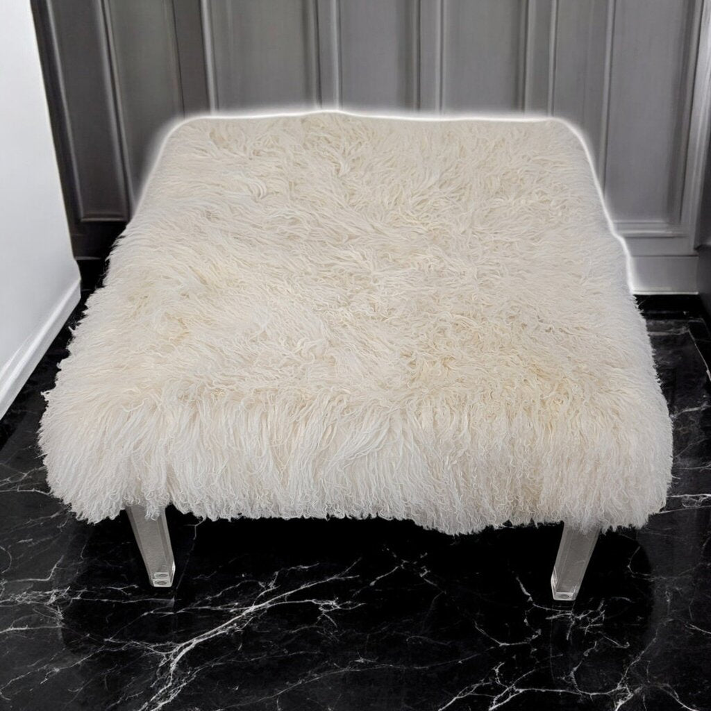 7357 Tibetan Lamb and Clear Acrylic #Ottoman ~ Furniture