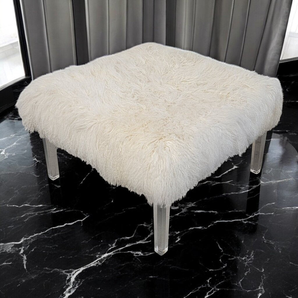 7357 Tibetan Lamb and Clear Acrylic #Ottoman ~ Furniture