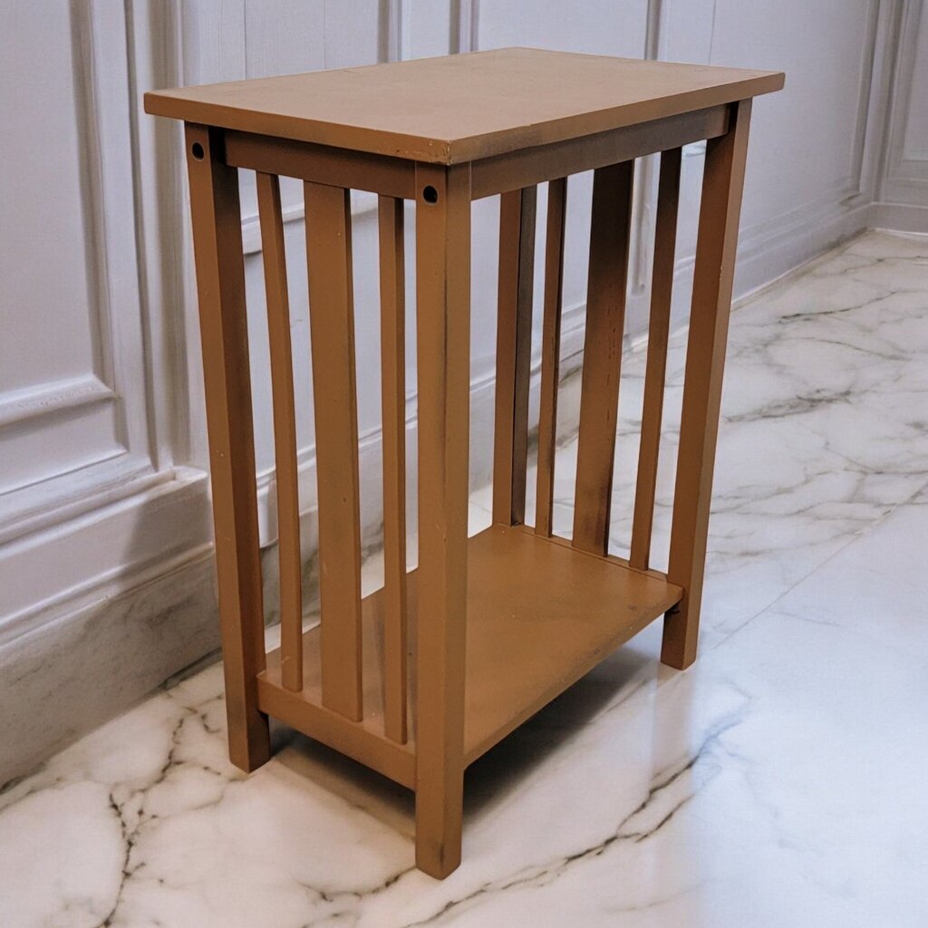 7363 Caramel Mission Style 2 Tier Side Table Used ~ Furniture